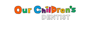 Pediatric dentistry in Sharpstown, TX logo that reads "our children's dentist" over a transparent background