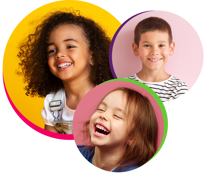 Three children smile happily after attending pediatric dentistry in Sharpstown TX